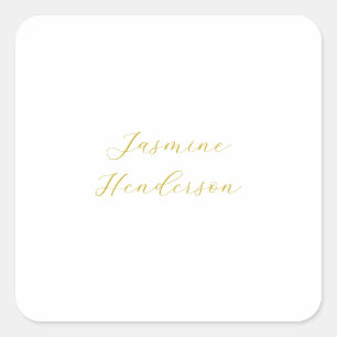 Gold Color Calligraphy Professionele naam Vierkante Sticker