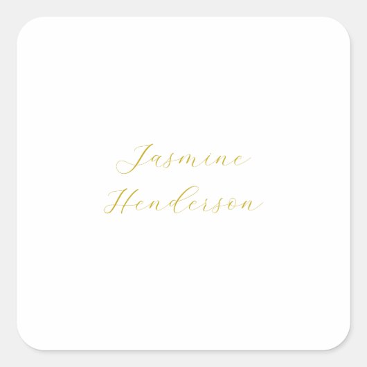 Gold Color Calligraphy Professionele naam Vierkante Sticker (Voorkant)