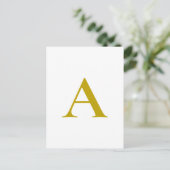 Gold Color Custom Monogram Initial Letter Plain Briefkaart (Staand voorkant)