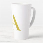 Gold Color Custom Monogram Initial Letter Plain Latte Mok (Rechterhoek)