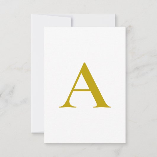 Gold Color Custom Monogram Initial Letter Plain RSVP Kaartje (Voorkant)