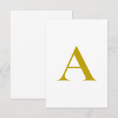 Gold Color Custom Monogram Initial Letter Plain RSVP Kaartje (Voorkant / Achterkant)