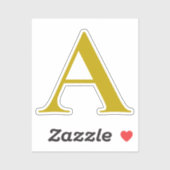 Gold Color Custom Monogram Initial Letter Plain Sticker (Vel)