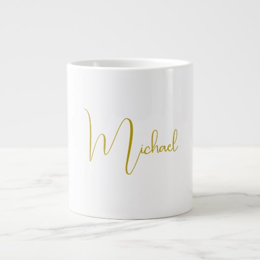 Gold Color Elegant Stijlvol Trendy Uniek Script Grote Koffiekop (Voorkant)