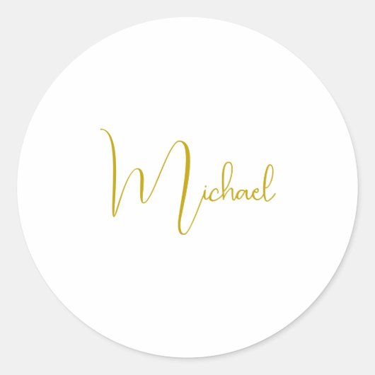 Gold Color Elegant Stijlvol Trendy Uniek Script Ronde Sticker (Voorkant)