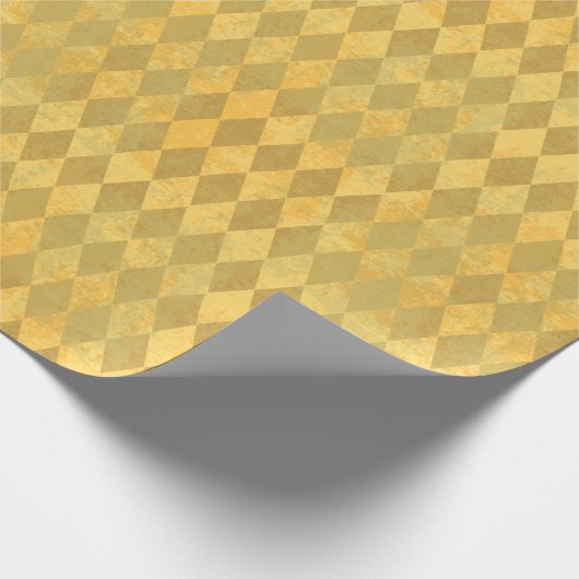 Gold Color Harlequin Diamond Pattern Cadeaupapier (Hoek)