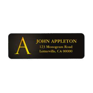 Gold Color Monogram A Return Address Labels