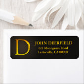 Gold Color Monogram D Return Address Labels (Insitu)