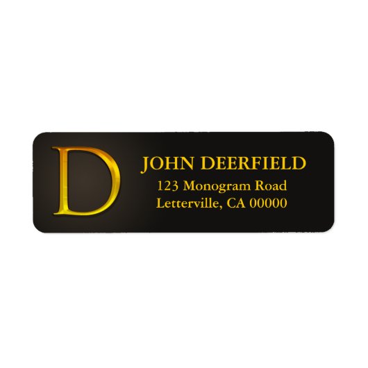 Gold Color Monogram D Return Address Labels (Voorkant)