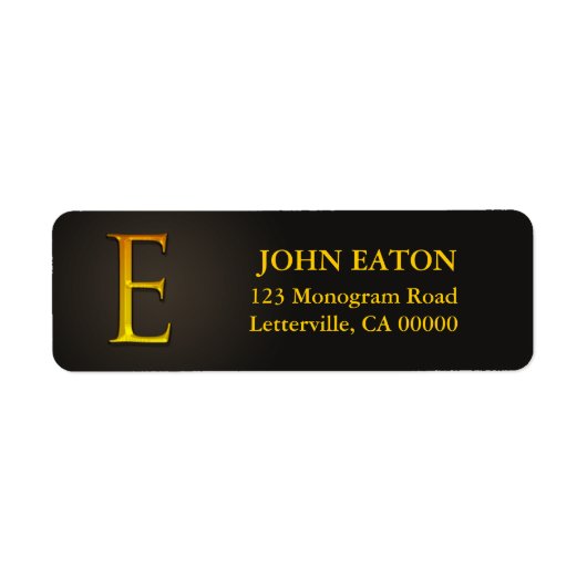 Gold Color Monogram E Return Address Labels (Voorkant)