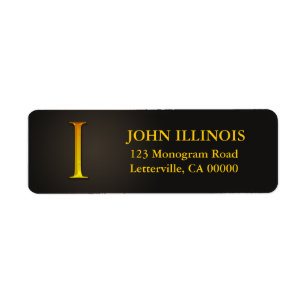 Gold Color Monogram I Return Address Labels
