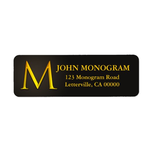 Gold Color Monogram M Return Address Labels (Voorkant)