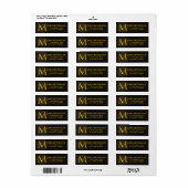 Gold Color Monogram M Return Address Labels (Full Sheet)