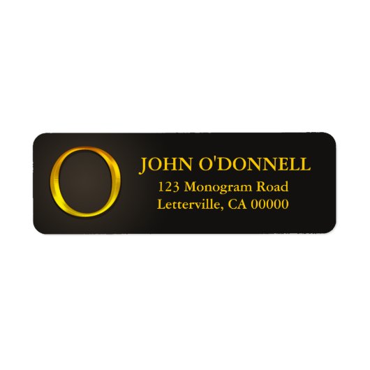 Gold Color Monogram O Return Address Labels (Voorkant)