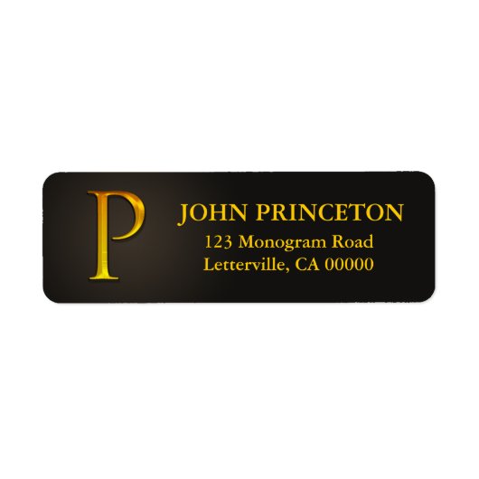 Gold Color Monogram P Return Address Labels (Voorkant)