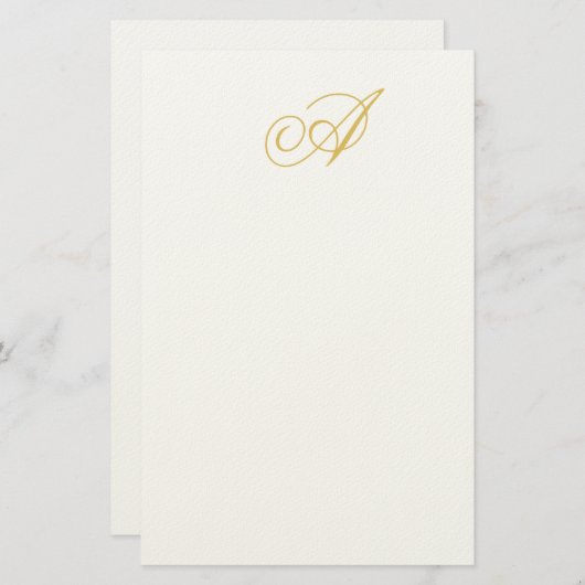 Gold Color Monogram Professional Classical Initial Briefpapier (Voorkant / Achterkant)