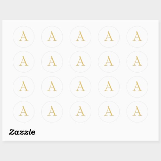 Gold Color Monogram Professional Custom Ronde Sticker (Vel)