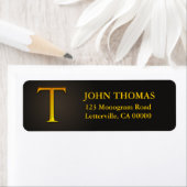 Gold Color Monogram T Return Address Labels (Insitu)