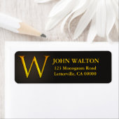 Gold Color Monogram W Return Address Labels (Insitu)