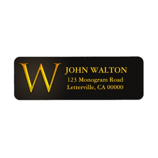 Gold Color Monogram W Return Address Labels (Voorkant)