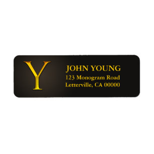 Gold Color Monogram Y Return Address Labels