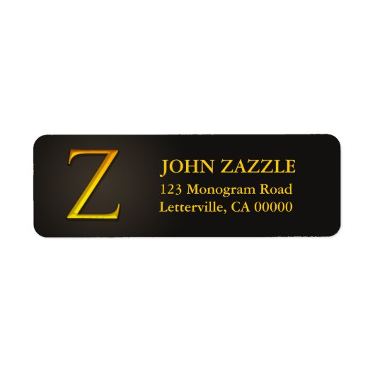 Gold Color Monogram Z Return Address Labels (Voorkant)