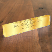 Gold Color Professional-handschrift Naambordje (Zijkant)