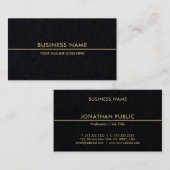 Gold Color Text Premium Black Template Luxury Chic Visitekaartje (Voorkant / Achterkant)