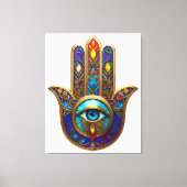 Gold Colorful Hamsa Turquoise Sapphire Third Eye  Canvas Afdruk (Voorkant)