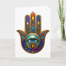 Gold Colorful Hamsa Turquoise Sapphire Third Eye  Kaart