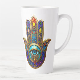 Gold Colorful Hamsa Turquoise Sapphire Third Eye  Latte Mok