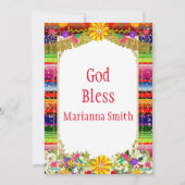 Gold Colorful Mexican Blanket Floral Fiesta Kaart (Achterkant)