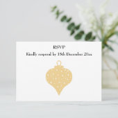 Gold Colour KerstBauble-ontwerp. RSVP Kaartje (Staand voorkant)