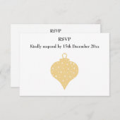 Gold Colour KerstBauble-ontwerp. RSVP Kaartje (Voorkant / Achterkant)