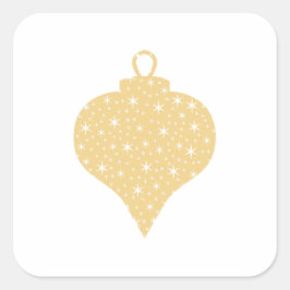 Gold Colour KerstBauble-ontwerp. Vierkante Sticker