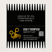 Gold Comb | Hair Stylist | QR Code Visitekaartje (Buitenkant ongevouwen)