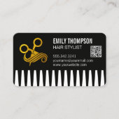 Gold Comb | Hair Stylist | QR Code Visitekaartje (Voorkant)