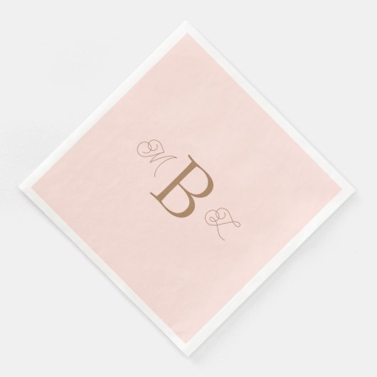 Gold Combo Font Monogram Blush Weddenschap Servet (Hoek)