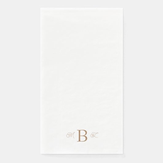 Gold Combo Font Monogram White Wedding Servet (Voorkant)