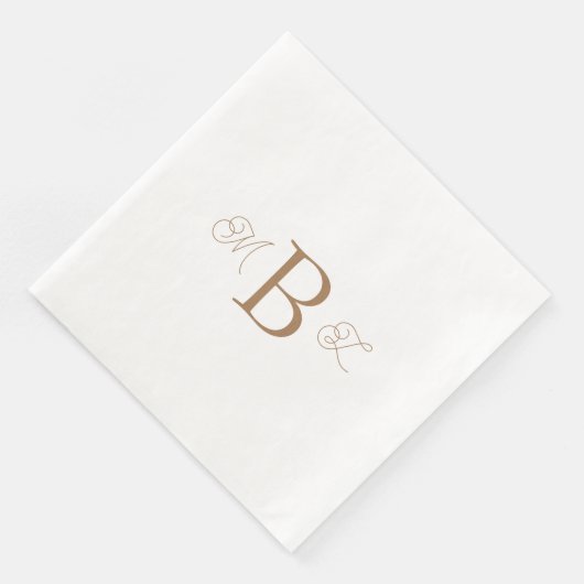 Gold Combo Font Monogram White Wedding Servet (Hoek)