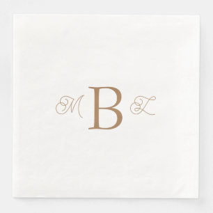 Gold Combo Font Monogram White Wedding Servet