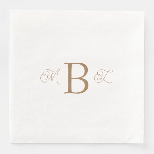 Gold Combo Font Monogram White Wedding Servet (Voorkant)