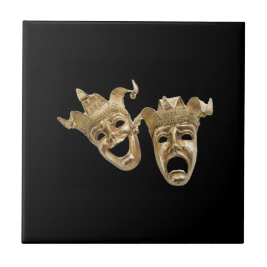 Gold Comedy en tragedie maskers Tegeltje (Voorkant)