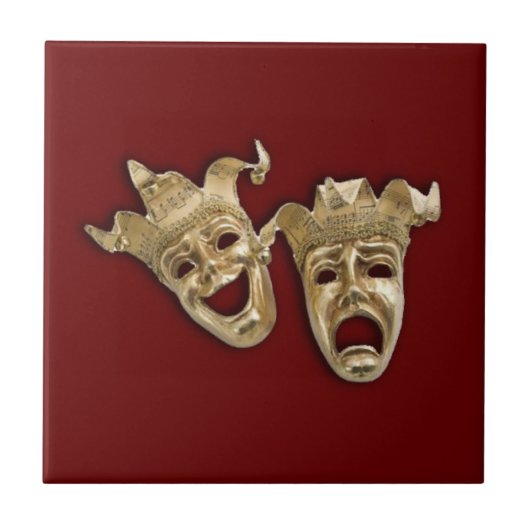 Gold Comedy en tragedie maskers Tegeltje (Voorkant)