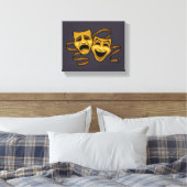 Gold Comedy en tragedie theatermaskers Canvas Afdruk (Insitu (Slaapkamer))