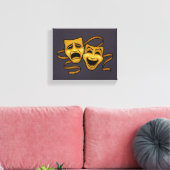 Gold Comedy en tragedie theatermaskers Canvas Afdruk (Insitu (Woonkamer))