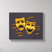 Gold Comedy en tragedie theatermaskers Canvas Afdruk (Voorkant)