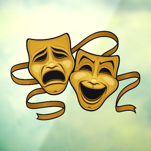 Gold Comedy en tragedie theatermaskers Raamsticker (Vel 3)