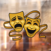 Gold Comedy en tragedie theatermaskers Raamsticker (Vel 2)