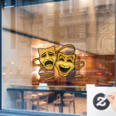 Gold Comedy en tragedie theatermaskers Raamsticker (Cafe Raam)